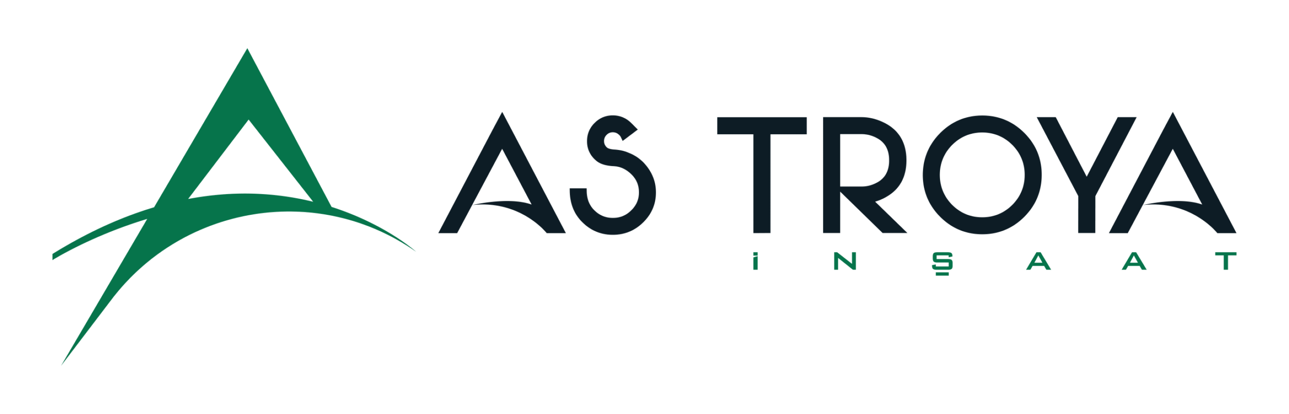 Bu görsel, "AS Troya İnşaat" adlı inşaat şirketinin logosunu temsil etmektedir. Logo, modern bir tipografi ile birlikte şık bir tasarıma sahip olup, şirketin profesyonelliğini ve sektördeki kimliğini yansıtmaktadır. Yeşil ve siyah renkler kullanılarak doğaya ve güvenilirliğe vurgu yapılmıştır.
